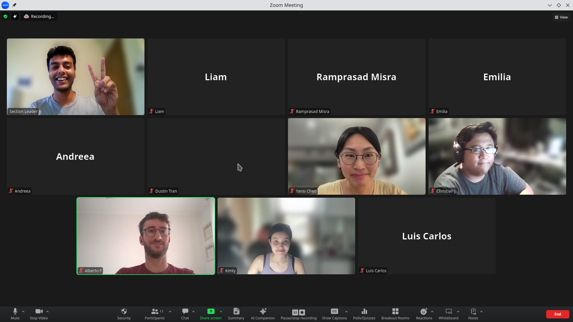 Screenshot of the Zoom session for the last section of Code in Place 2024