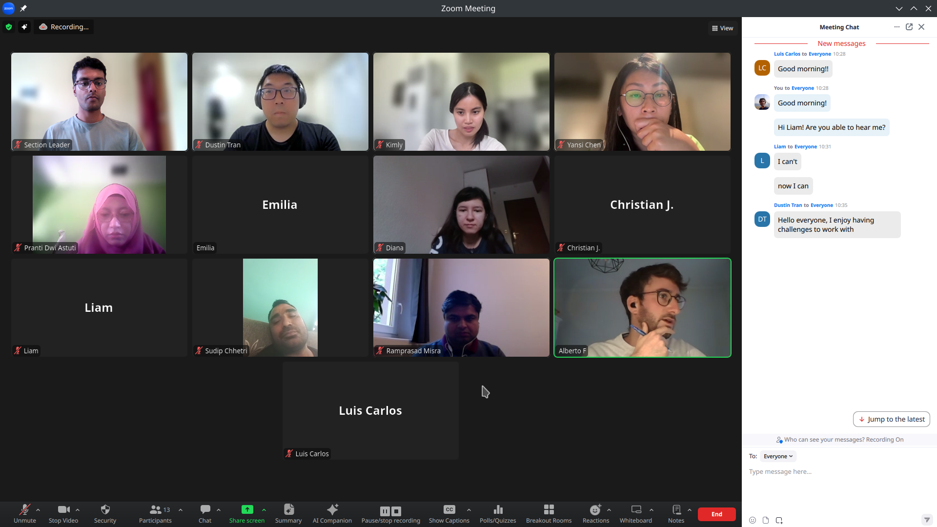 Screenshot of the Zoom session for the last section of Code in Place 2024